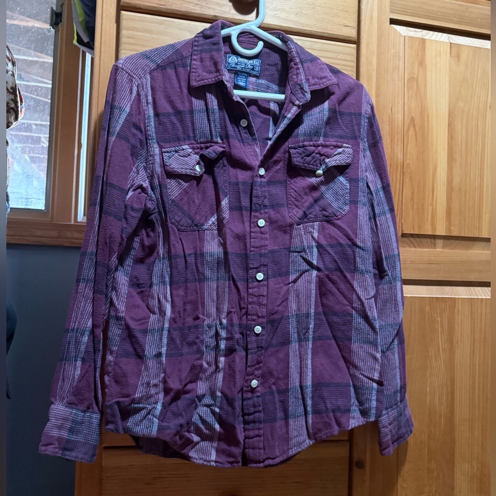 American Rag Burgundy Plaid Shirt